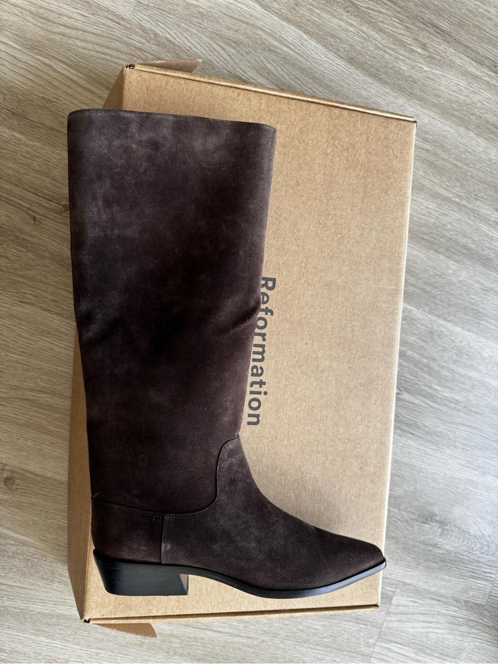 Reformation Tall Suede Over-the-Knee Boot in Dark Brown - Picture 6 of 8